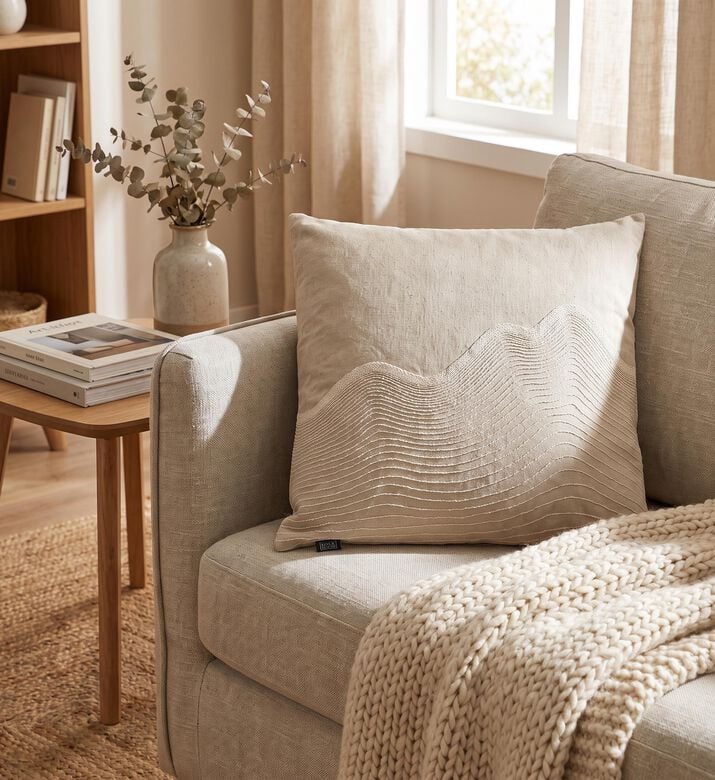 Home Deco and More Waves Applique Design Cushion, Packshot View