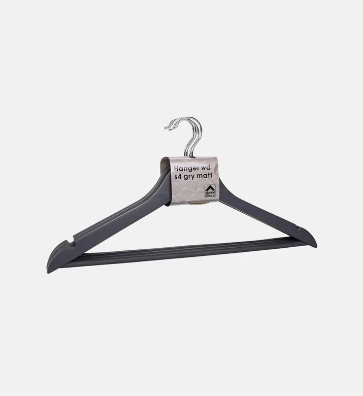 Home Deco and More Wooden Cloth Hanger 4-piece Set - 44 X 23 Cm, Black, Packshot View