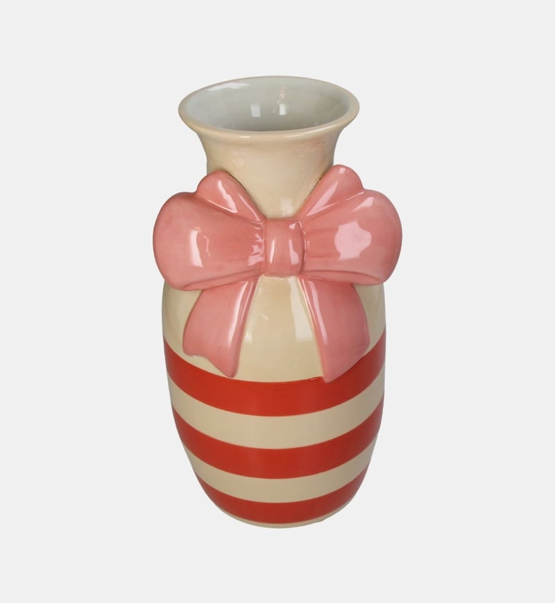 Bow Striped Stoneware Vase