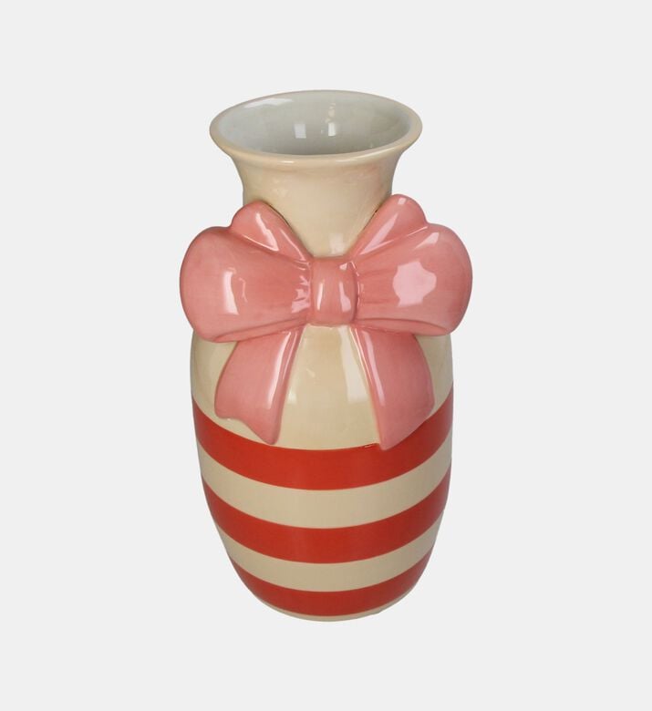 Bow Striped Stoneware Vase