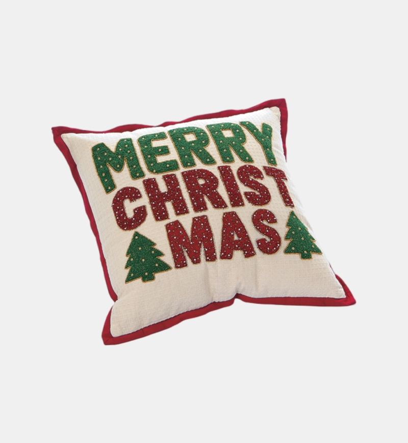 Merry Christmas Beaded Pillow
