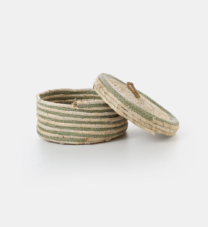 Home and Styling Straw Lidded Baskets, Beige, 23.8-cm, Packshot View