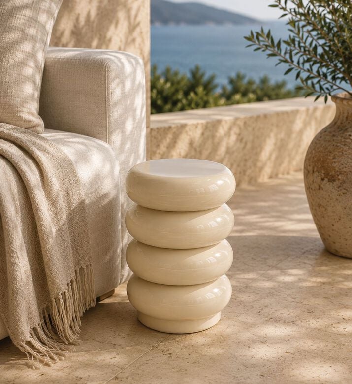 Light and Living Mirogi Segmented Table, Cream, 30x40-cm, Packshot View