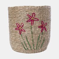 Seagrass Flower Embellished Basket