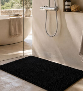 Home Deco and More Charlton Cotton Bathroom Mat, Black, 60x90-cm, Packshot View