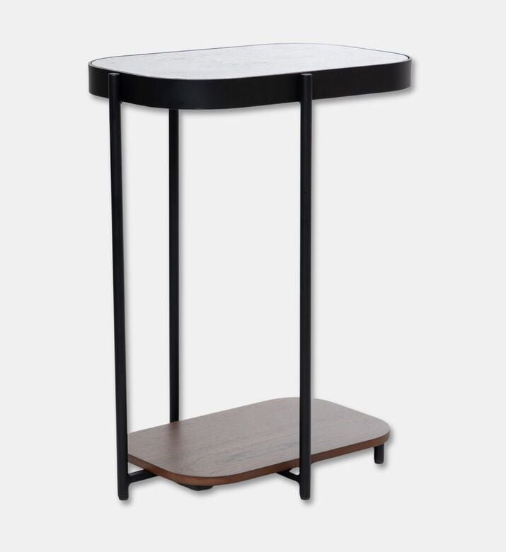 Home Deco and More Glam Wood Top Sofa Side Table, Walnut, 33x47-cm, Packshot View