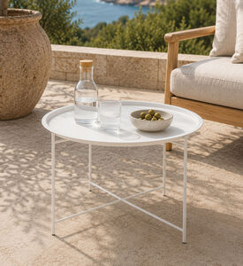 Home Deco and More Rim Top Round Outdoor Table, Light-grey, Packshot View