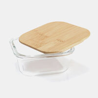 Glass Square Bamboo Lid Container