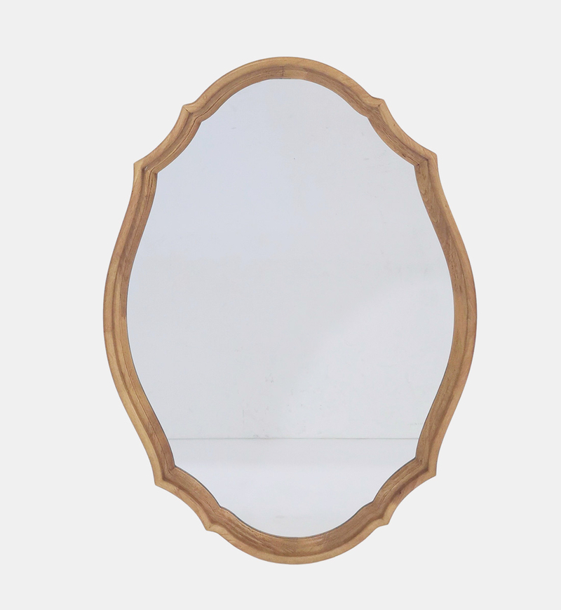 Scalloped Natural Rubberwood Mirror 71x3.5x100cm
