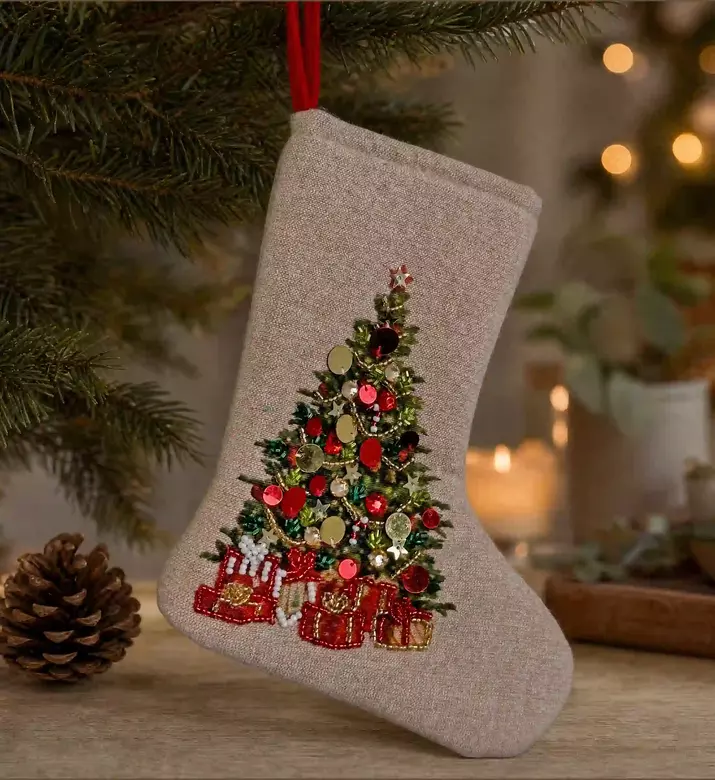 Shishi Cotton Stocking Beaded Tree, Model View