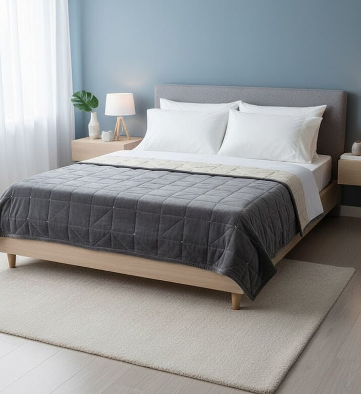 Home Deco and More Ory Velvet Bed Cover, Grey, 180x220-cm, Packshot View