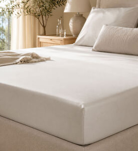 Home Deco and More Ory Cotton Fitted Sheet, Grey, 160x200-cm, Packshot View