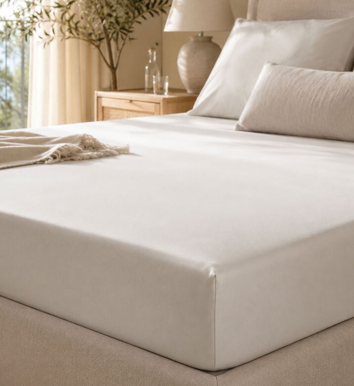 Home Deco and More Ory Cotton Fitted Sheet, Grey, 160x200-cm, Packshot View