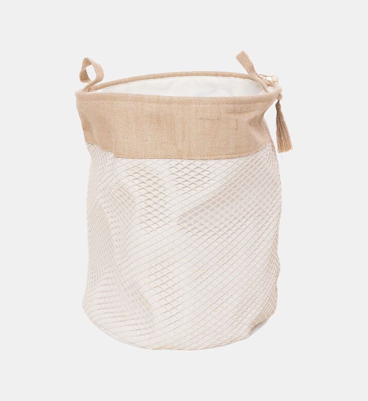 Home Deco and More Canvas Jute Round Storage Basket, Packshot View