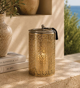 Nour Bougie Mosaica Golden Case Candle, Silver, 15-cm, Packshot View