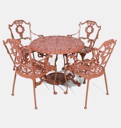 Antoinette Dining Table With 4 Chairs Red 100 Cm