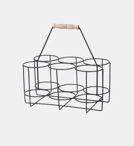 Wood Handle Metal Bottle Holder