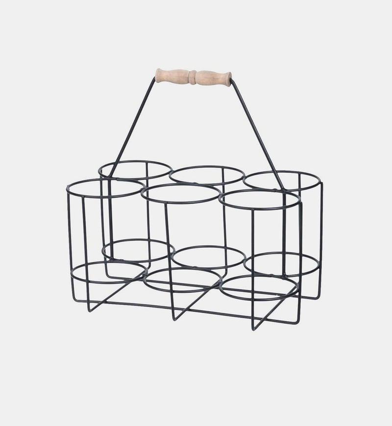 Wood Handle Metal Bottle Holder Wood Handle Metal Bottle Holder