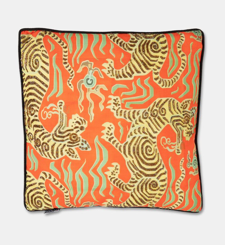 Home Deco and More Lynx Hand Bead Printed Cushion, Packshot View