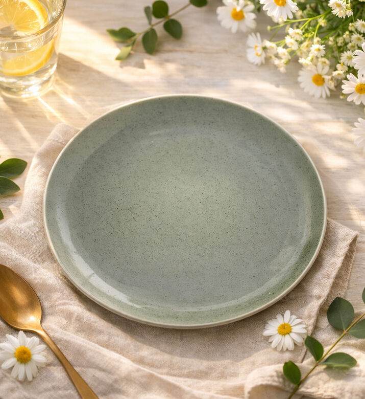 Home Deco and More Porcelain Washed Round Plate, Packshot View