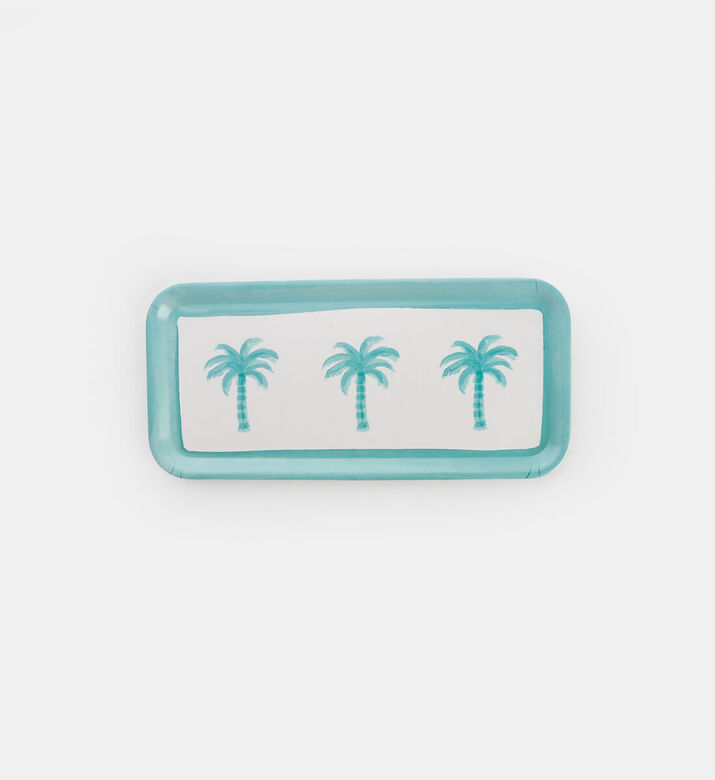 Home Deco and More Melamine Palms Tree Serving Tray, Blue, Packshot View