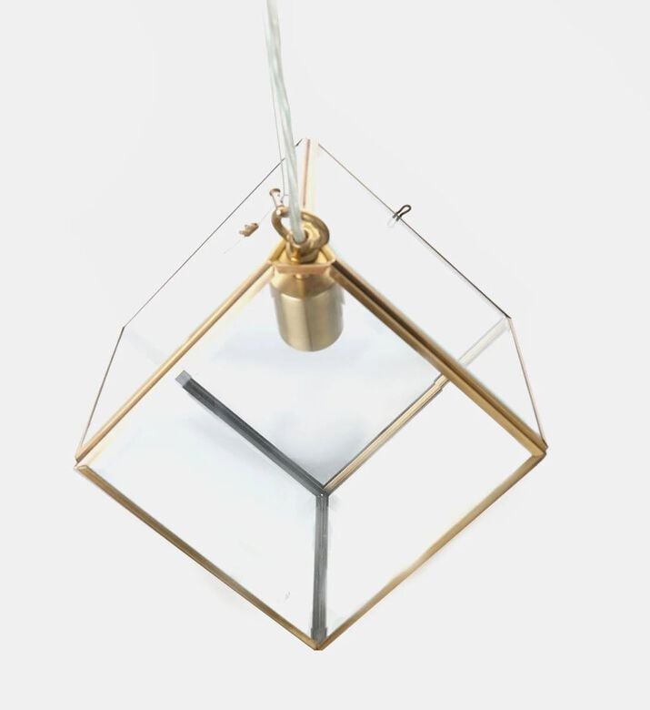 Light and Living Xavi Diamond Glass Hanging Lamp, Brown, 20x20x20-cm, Packshot View
