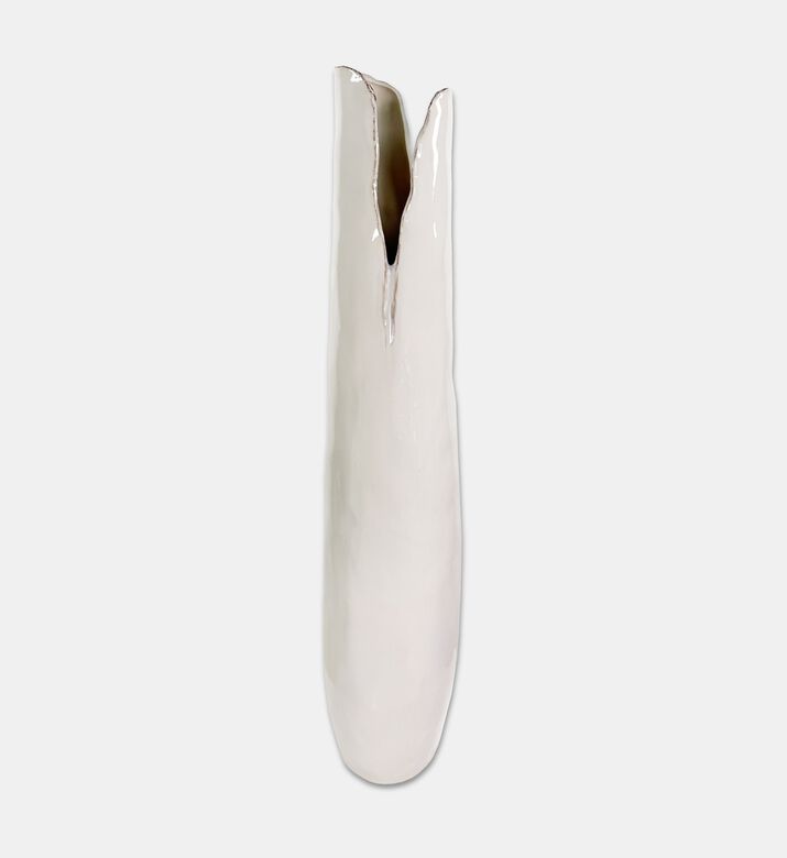 Shishi Vase Ceramic 3d Rect Edge, Cream, 18-m, Packshot View