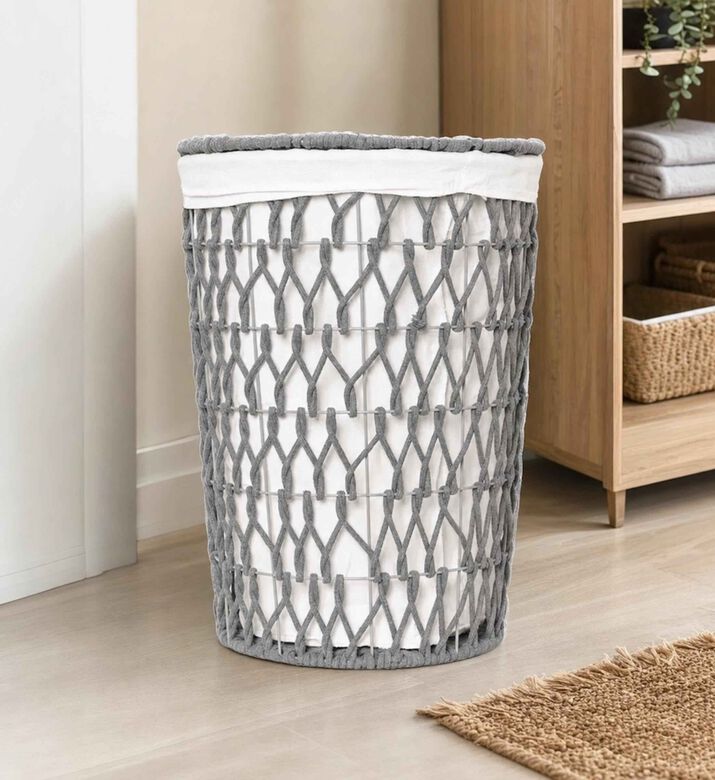 Home Deco and More Cotton Rope Laundry Basket, Model View