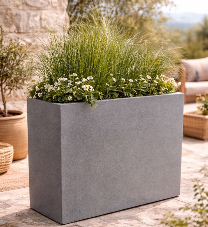 Home Deco and More Stone Long Flowerpot, Packshot View