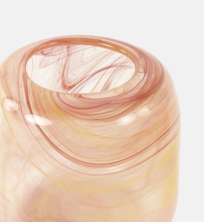 Light and Living Selene Glass Marbled Vase, Light-orange, 20x19.5-cm, Packshot View