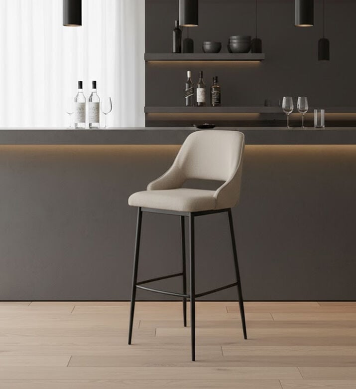 Home Deco and More Koni Iron Tube Bar Chair, Beige, Packshot View Home Deco and More Koni Iron Tube Bar Chair, Beige, Packshot View