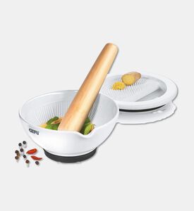 Gefu Suri Porcelain Ginger Grater Mortar Set, Packshot View