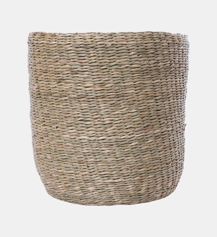 Home Deco and More Seagrass Flower Embellished Basket, Packshot View