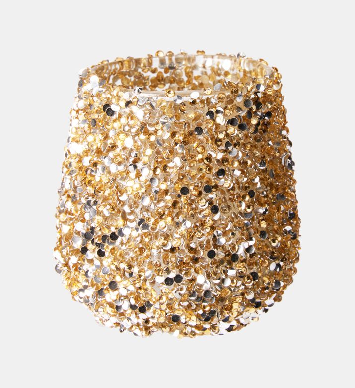 Home Deco and More Tealightholder 8cm Beaded Gold, Packshot View