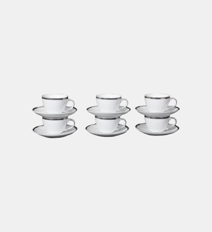 Home Deco and More Silver-rimmed Coffee Cup 6-piece Set, Packshot View