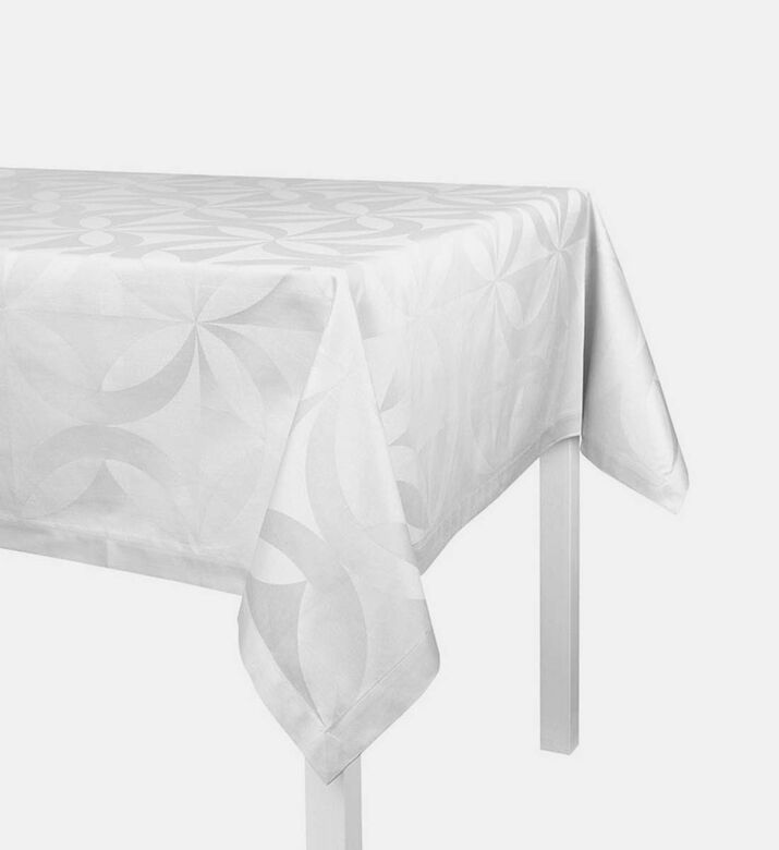 Ellipse White Linen Tablecloth