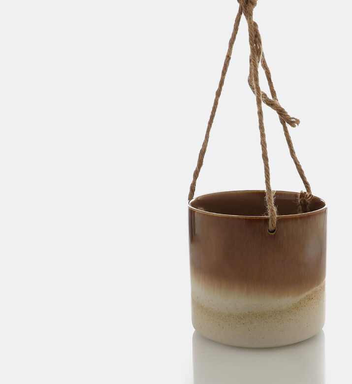 Home Deco and More Cylindrical Hanging Flower Pot, Brown, L, Packshot View