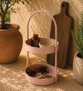 Home Deco and More Iron Double Tier Bathroom Rack, Pink, Packshot View