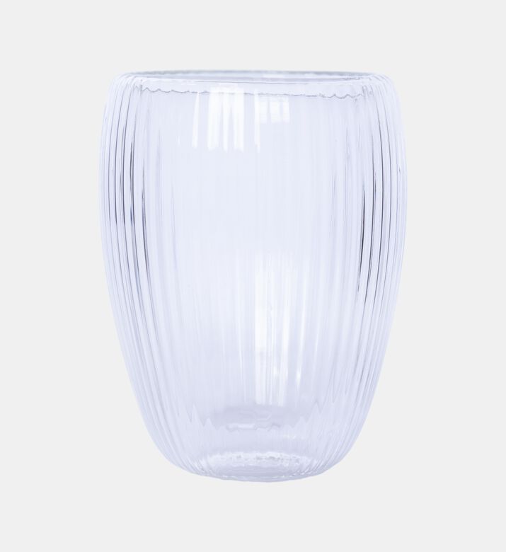 Double Wall Stripe Clear Glass Mug 2-piece Set - 280ml
