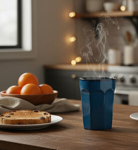 Home Deco and More Earthy-toned Long Mug, Cyan, Packshot View