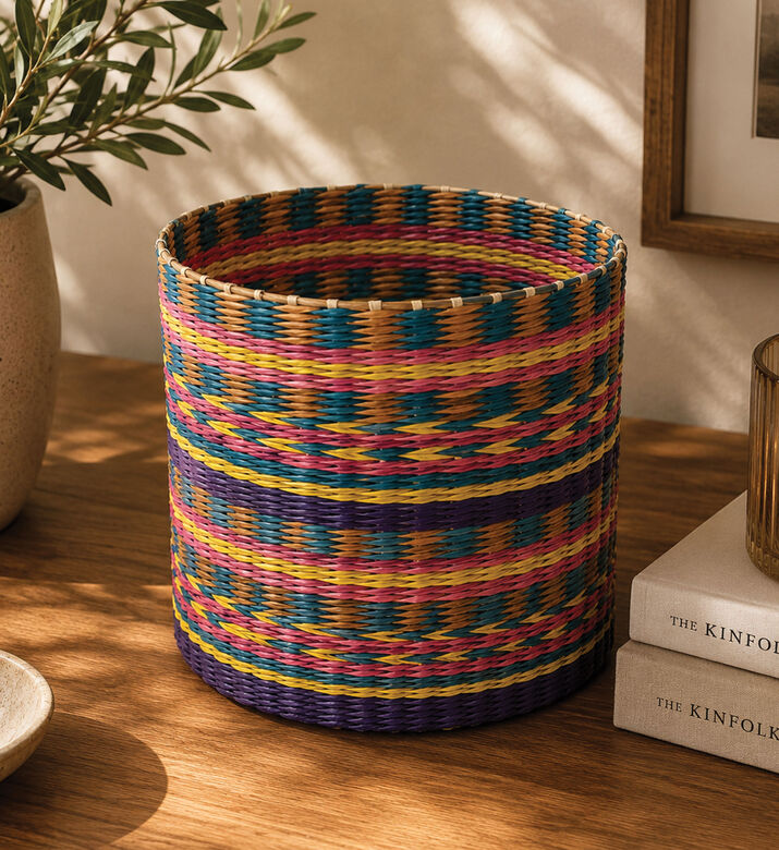 Home Deco and More Seagrass Colorful Baskets, Multicolor, 21-cm, Packshot View