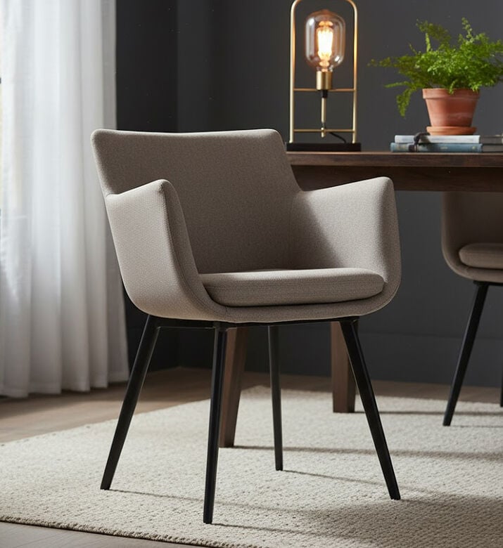 Home Deco and More Camron Fabric Dining Arm Chair, Beige, Packshot View