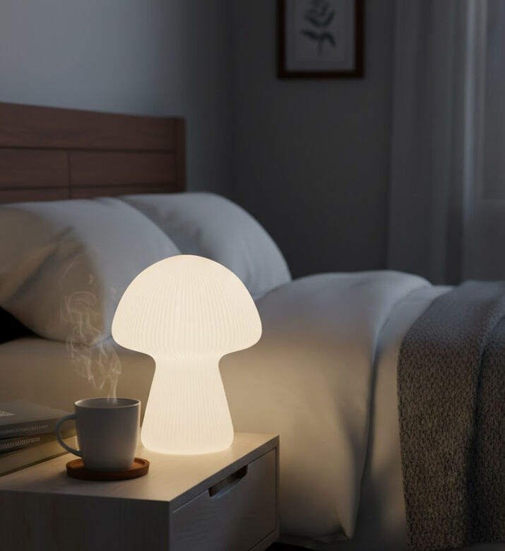 Home Deco and More Mushroom-shape Led Light Table Lamp, 19x25-cm, White, Packshot View