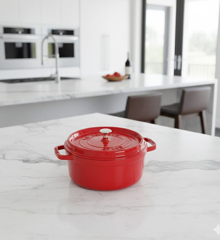 Staub Cast Iron Round Roaster, Red, 26-cm, Packshot View