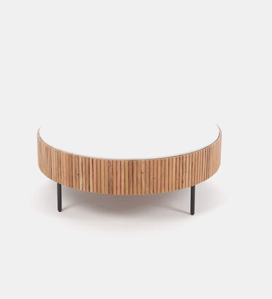 Acacia Wood Ribbed Coffee Table