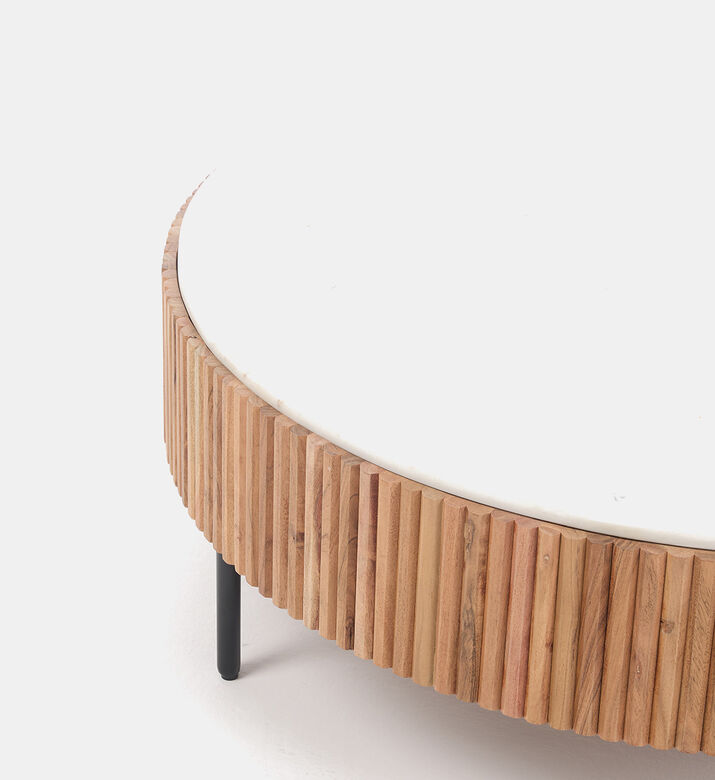 Acacia Wood Ribbed Coffee Table